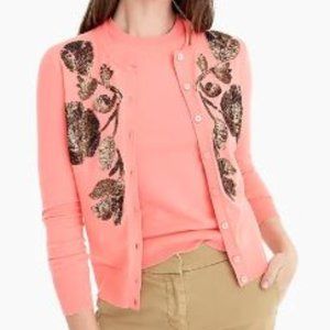 J. Crew 2XS Sequin Floral Embroidered Sweater NEW